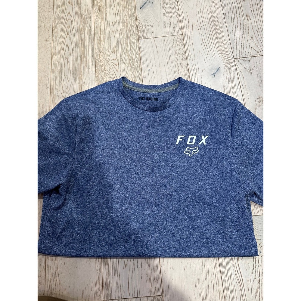 Fox Racing Tech T-Shirt Mens Medium Blue Heathered Polyester Logo Short Sleeve
